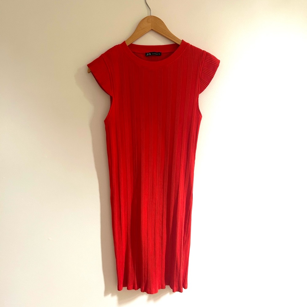 Zara ribbed red/orange dress
